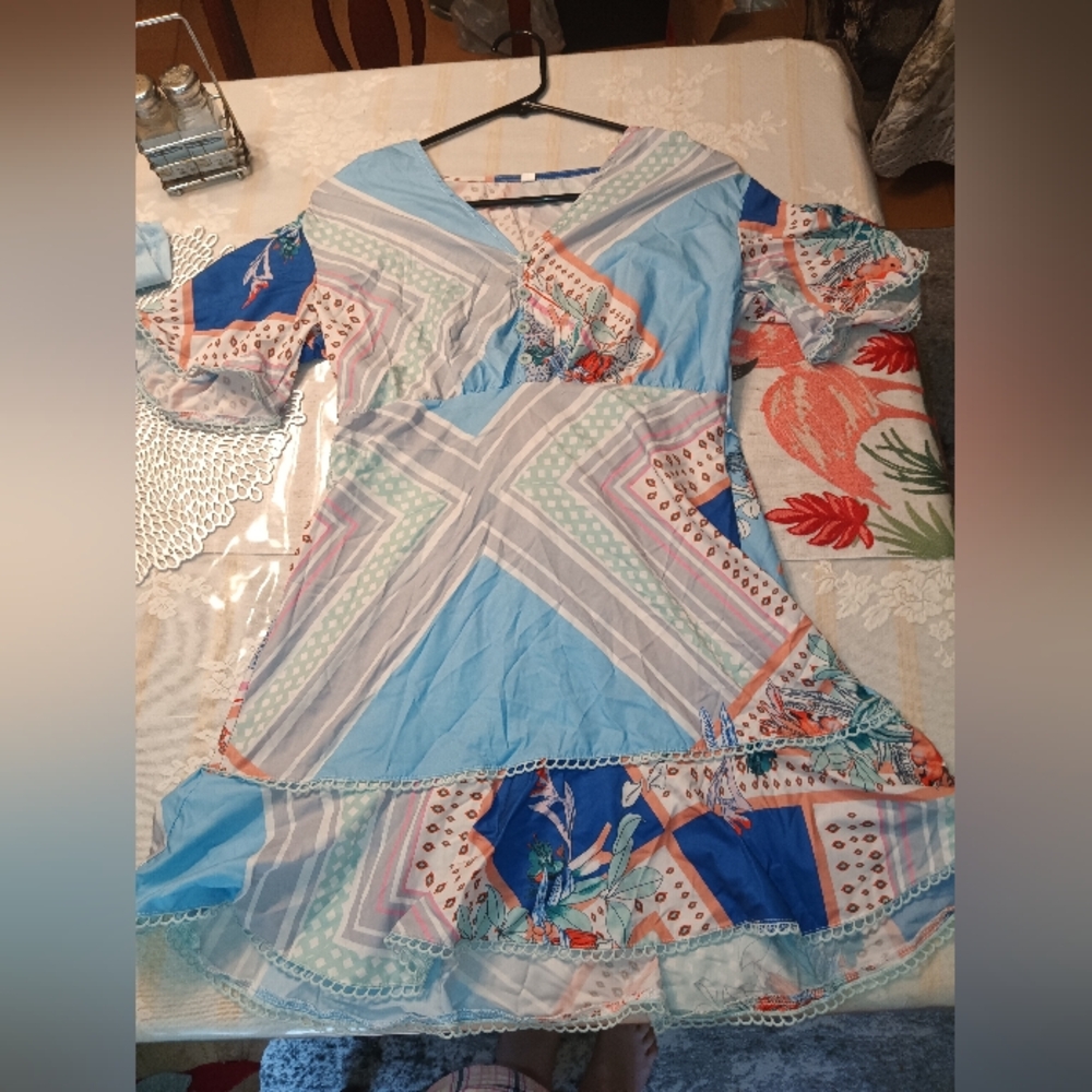 Colorful Geometric Patterned Dress